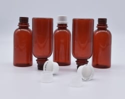 125 ml PVC amber bottle with screw cap (140 pcs)