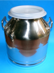 Bidone in acciaio inox da litri 20 con coperchio in polietilene